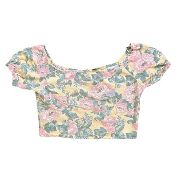 Wet Seal Floral Puff Sleeve Crop Top – Cottagecore L - Picture 2 of 3
